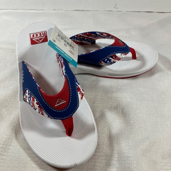 NWT Reef Fanning Men\'s Flip Flop With Bottle Opener, Patriotic Size 9 main image 10